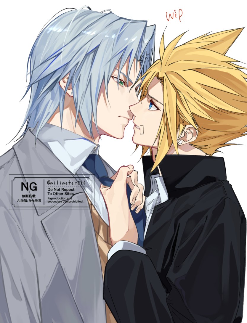 cloud strife, sephiroth, and zack fair (final fantasy and 2 more) drawn by yunyunonigiri