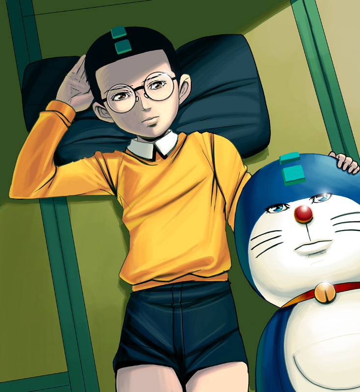 mega man, doraemon, and nobi nobita (mega man and 1 more) drawn by kouno_(masao)
