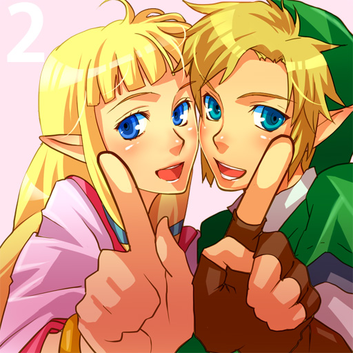 link and princess zelda (the legend of zelda and 1 more) drawn by no114