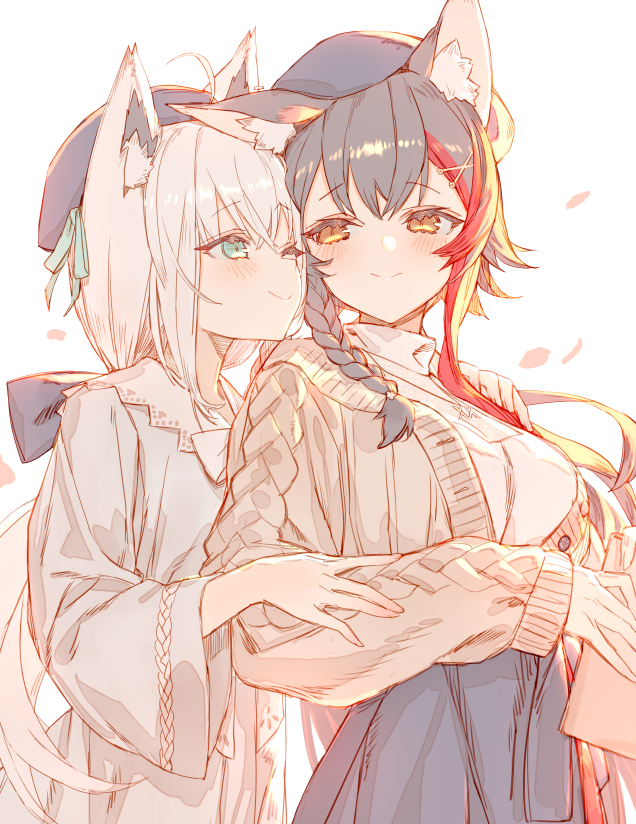 shirakami fubuki and ookami mio (hololive) drawn by izumi_sai