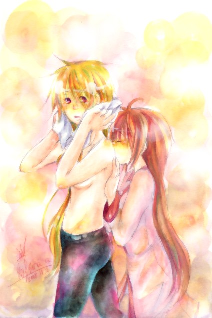 fate testarossa and takamachi nanoha (lyrical nanoha and 1 more) drawn by sorato_(astllatte)