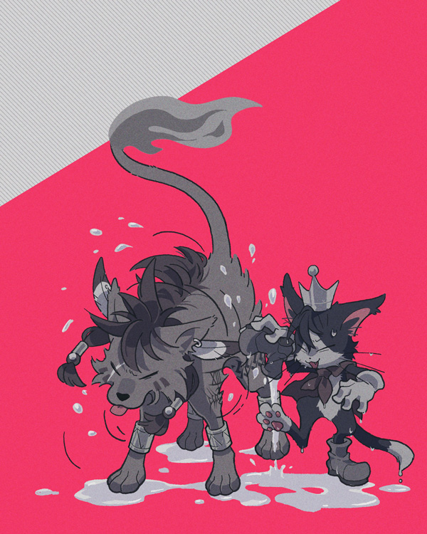 red xiii and cait sith (final fantasy and 3 more) drawn by coffinsmokes
