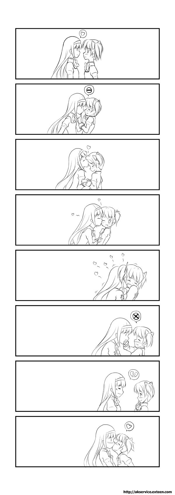 akemi homura and kaname madoka (mahou shoujo madoka magica) drawn by kirito_amakase
