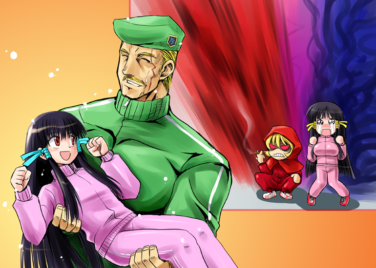 b.b. hood, kasuga maori, kasuga koito, and general (darkstalkers and 3 more) drawn by inusurvivor