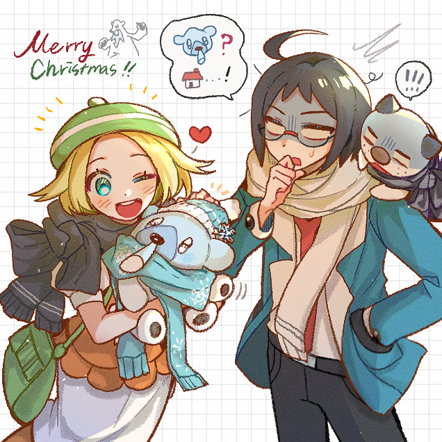 oshawott, bianca, cheren, cubchoo, and beartic (pokemon and 1 more) drawn by kong_(6ki3ki)