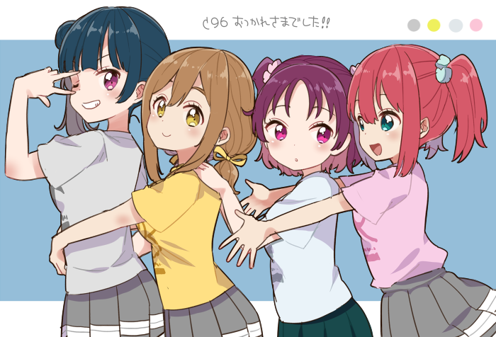 tsushima yoshiko, kunikida hanamaru, kurosawa ruby, and kazuno leah (love live! and 1 more) drawn by izumi_kirifu