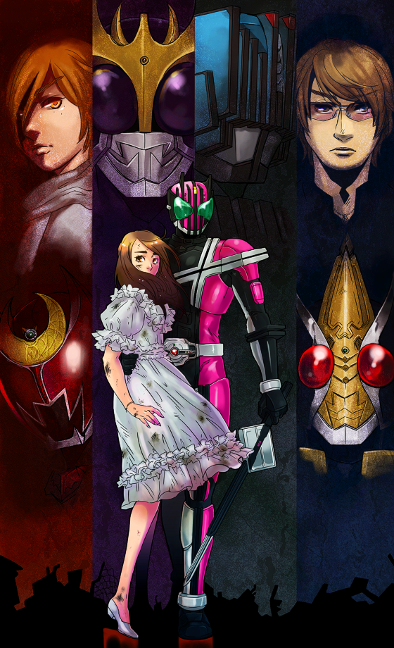 kamen rider kuuga, kamen rider decade, kamen rider blade, kamen rider kiva, kamen rider diend, and 3 more (kamen rider and 4 more) drawn by moi_(yfvlibbl9i)