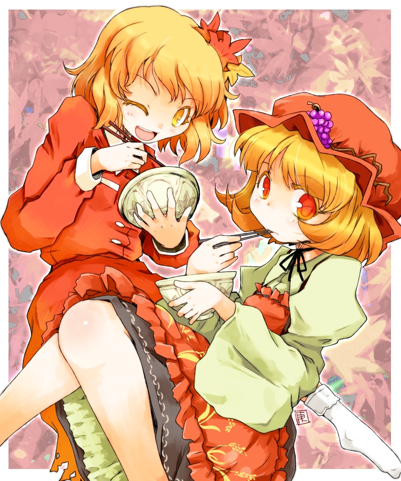 aki minoriko and aki shizuha (touhou) drawn by kanoe_soushi