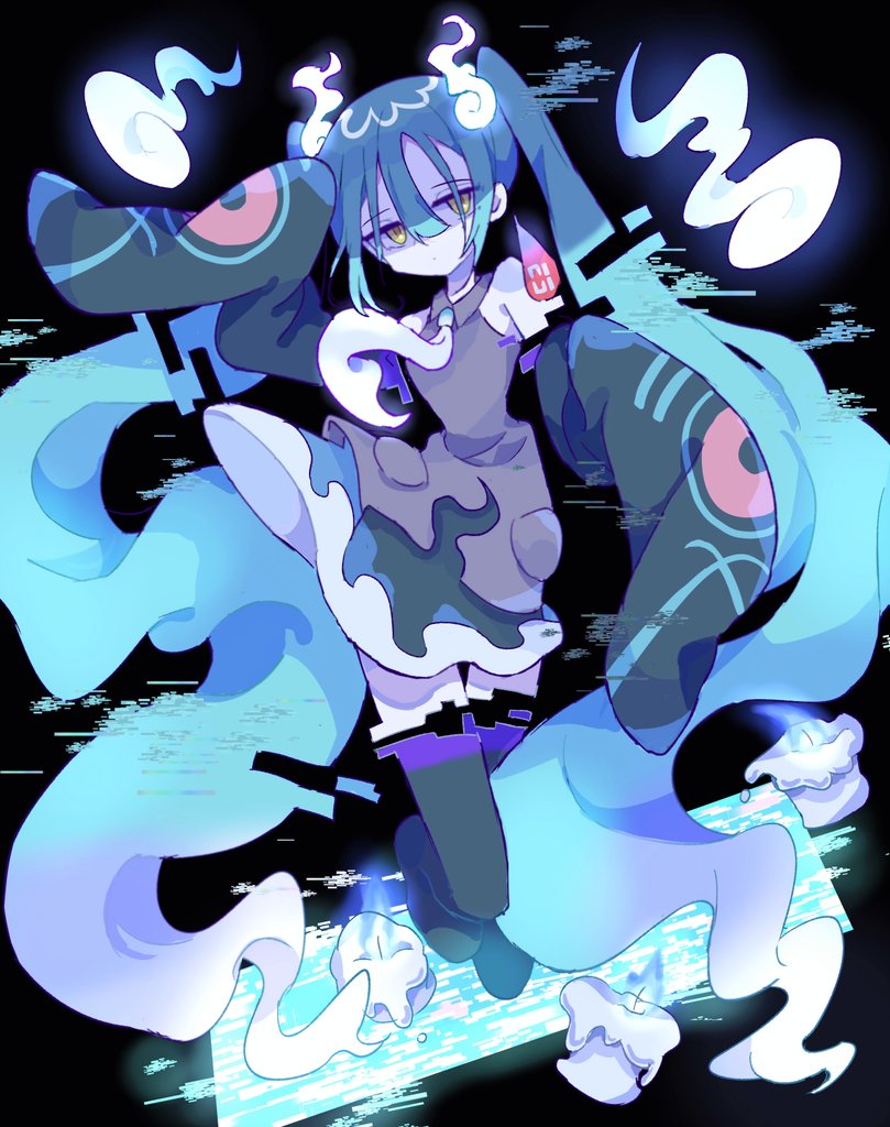 hatsune miku and ghost miku (pokemon and 2 more) drawn by futaba969649