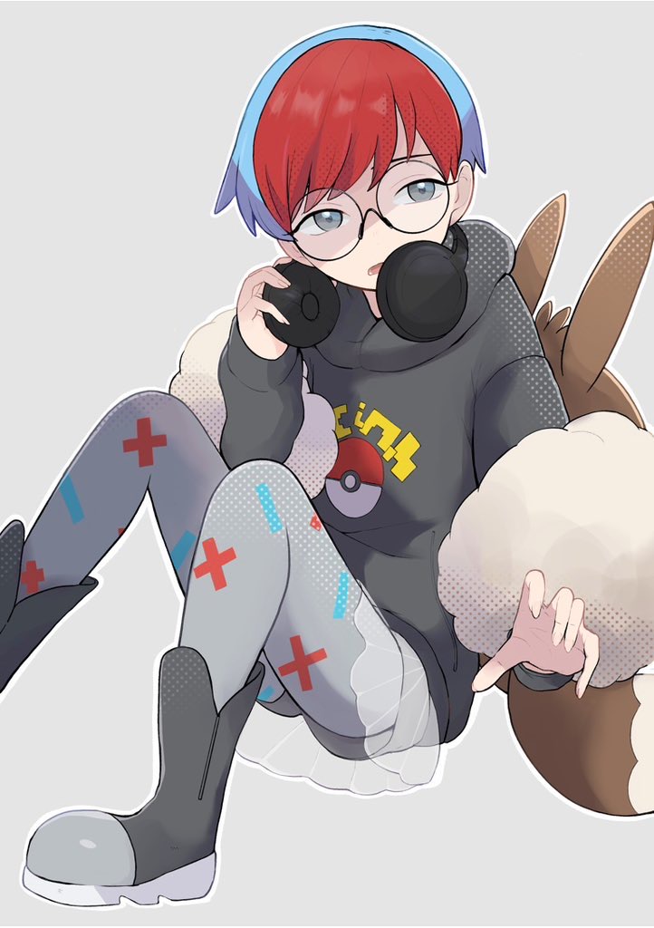 eevee and penny (pokemon and 1 more) drawn by kiri._(neko_zarashi03)