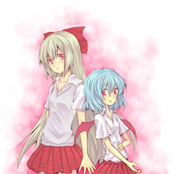 remilia scarlet and fujiwara no mokou (touhou) drawn by mihiin