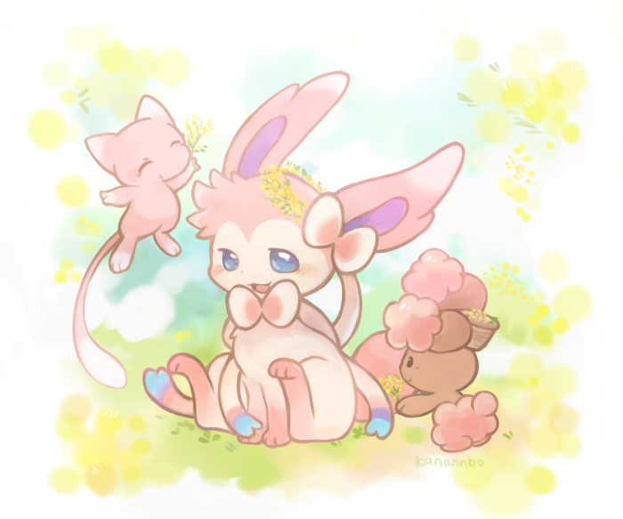sylveon, mew, and buneary (pokemon) drawn by konanbo