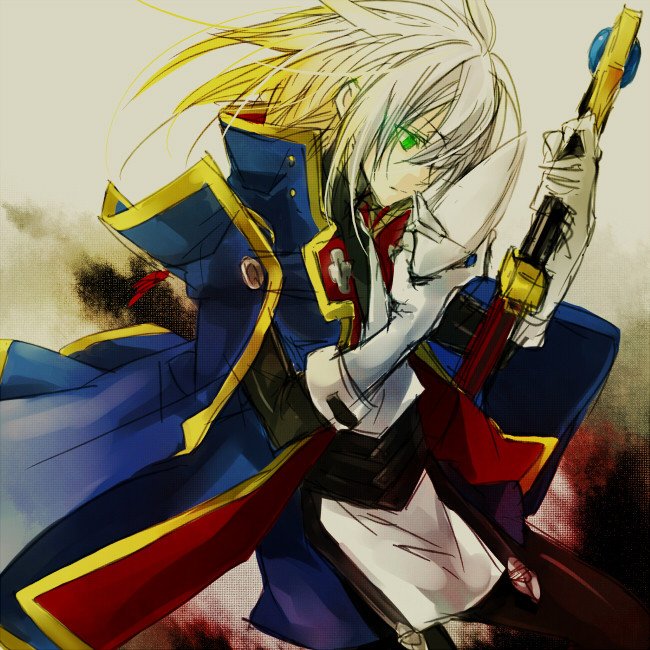 jin kisaragi and hakumen (blazblue) drawn by maka_(morphine)