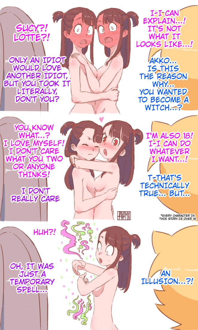 kagari atsuko, sucy manbavaran, and lotte jansson (little witch academia) drawn by hanamuko_(hana_muko)