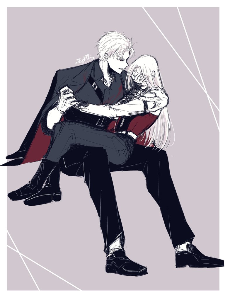 protagonist and sylus (love and deepspace) drawn by mizuchi_kai
