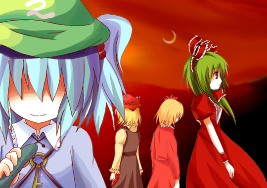kawashiro nitori, kagiyama hina, aki minoriko, and aki shizuha (touhou) drawn by tamago_gohan