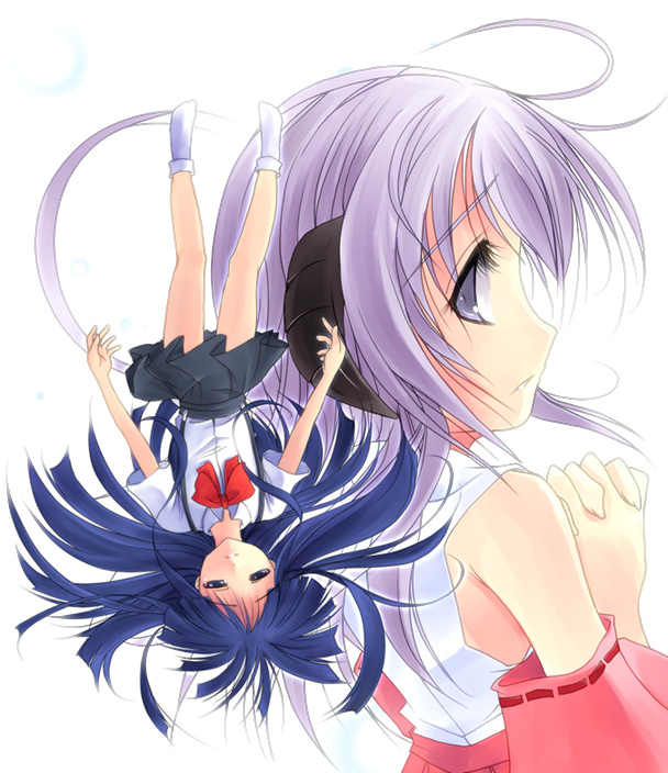 furude rika and hanyuu (higurashi no naku koro ni) drawn by okotan_(dewdrops)