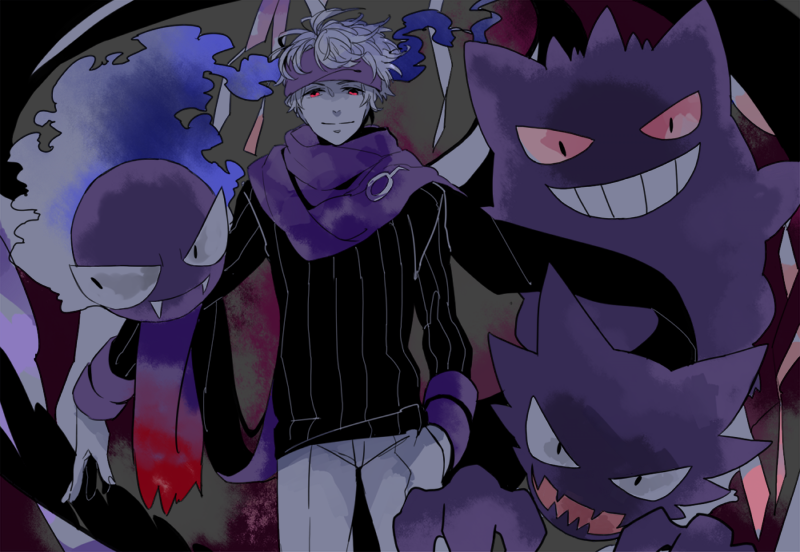 gengar, gastly, haunter, and morty (pokemon and 1 more) drawn by krt736
