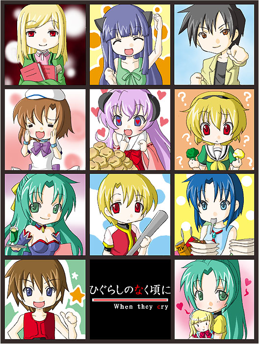 furude rika, ryuuguu rena, houjou satoko, sonozaki mion, hanyuu, and 6 more (higurashi no naku koro ni)