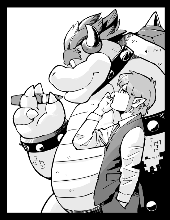 link and bowser (the legend of zelda and 1 more) drawn by garou-zuki