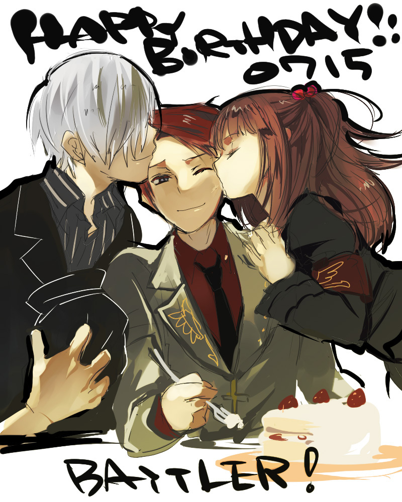 ushiromiya battler, ushiromiya ange, and amakusa juuza (umineko no naku koro ni) drawn by gm