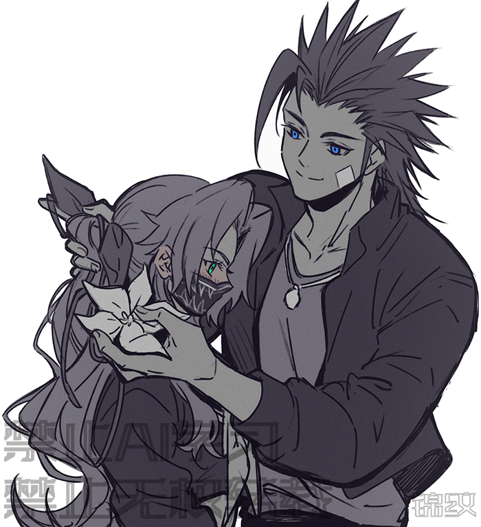 aerith gainsborough and zack fair (final fantasy and 2 more) drawn by huosheanng