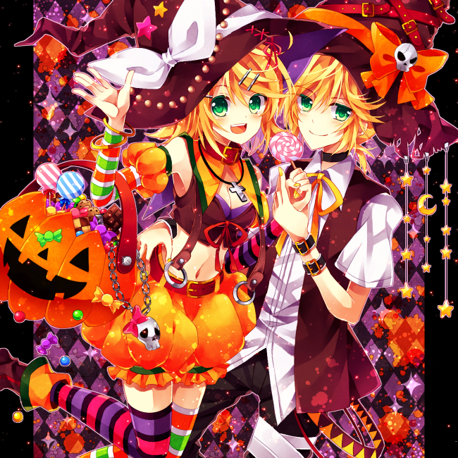 kagamine rin and kagamine len (vocaloid) drawn by runako