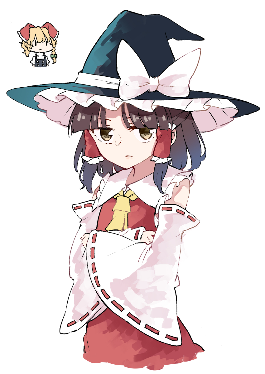 hakurei reimu and kirisame marisa (touhou) drawn by deetamu
