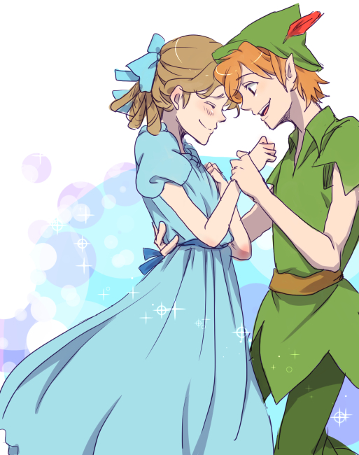 peter pan and wendy darling (walt disney's peter pan) drawn by doumucchi