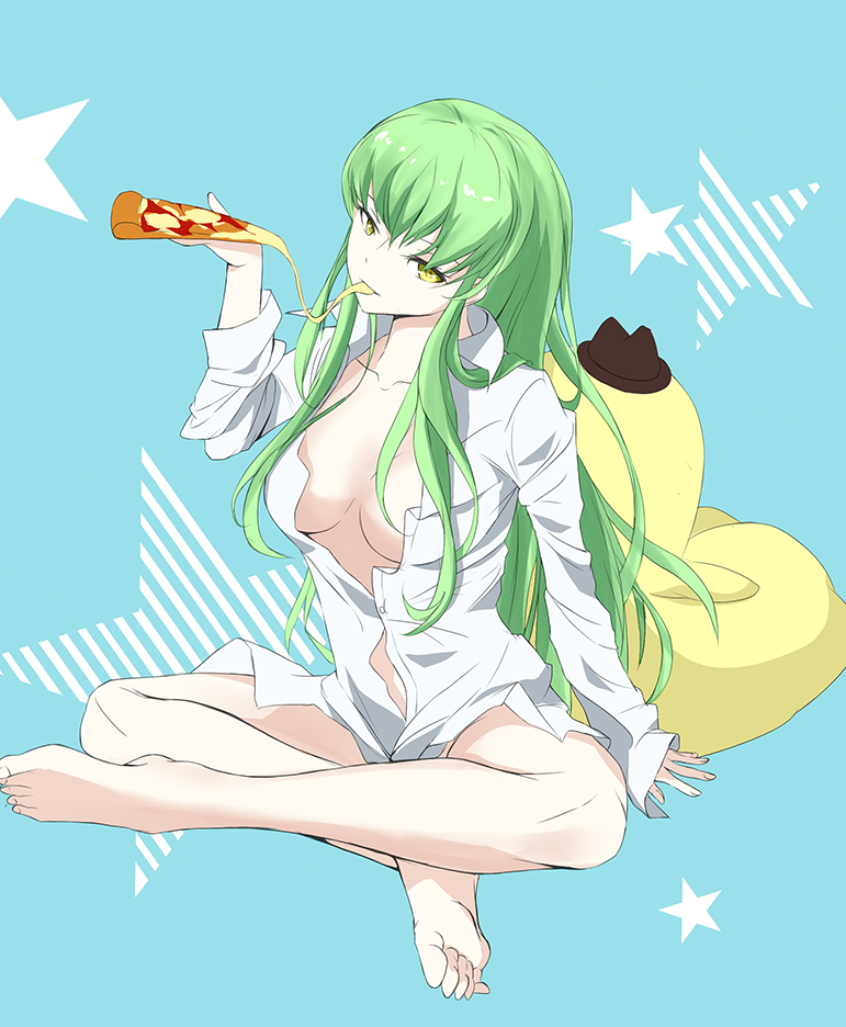 c.c. and cheese-kun (code geass) drawn by den_(kur0_yuki)