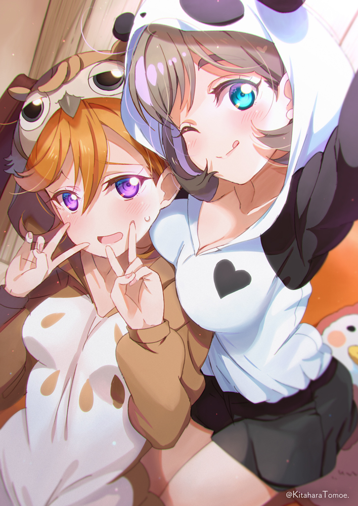 shibuya kanon, tang keke, and manmaru (love live! and 1 more) drawn by kitahara_tomoe_(kitahara_koubou)