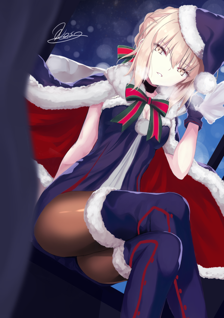 artoria pendragon, saber alter, and santa alter (fate and 1 more) drawn by kesoshirou