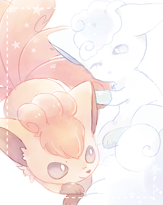 alolan vulpix and vulpix (pokemon) drawn by nao_(naaa_195)