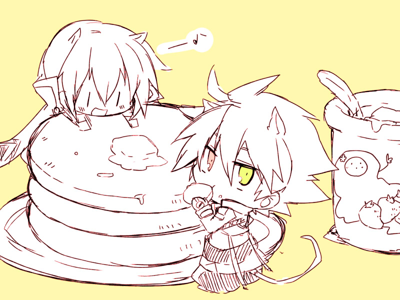 ragna the bloodedge, jin kisaragi, and arakune (blazblue) drawn by kuro_yuzu