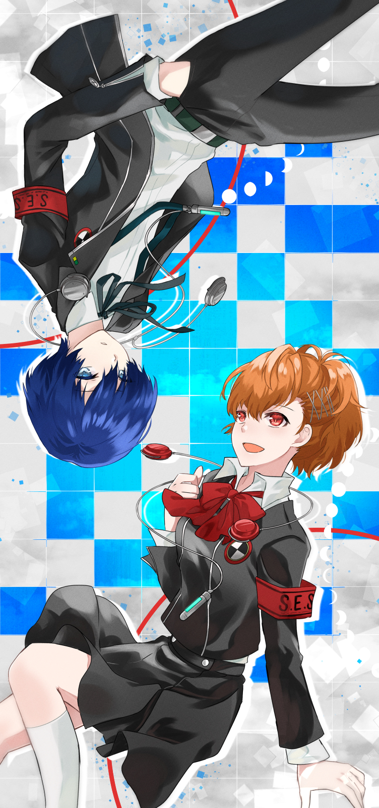 yuuki makoto and shiomi kotone (persona and 2 more) drawn by tsukitaka