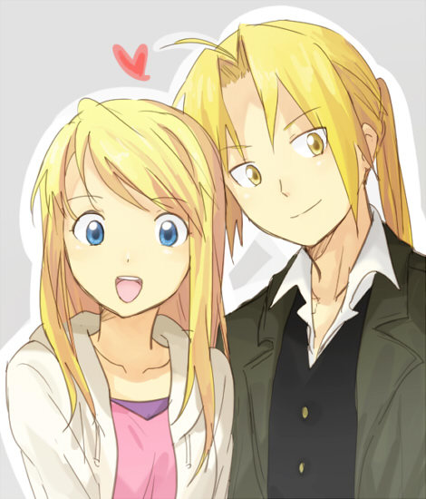 edward elric and winry rockbell (fullmetal alchemist) drawn by riru
