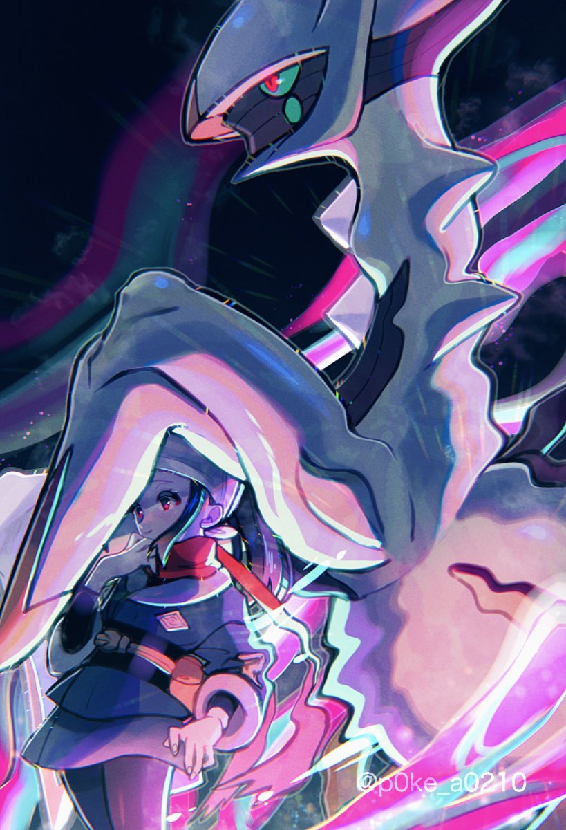 akari and arceus (pokemon and 1 more) drawn by p0ke_a0210