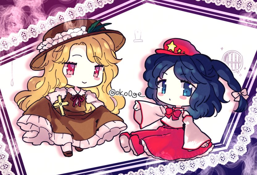 jacket girl and label girl (touhou and 1 more) drawn by biyon