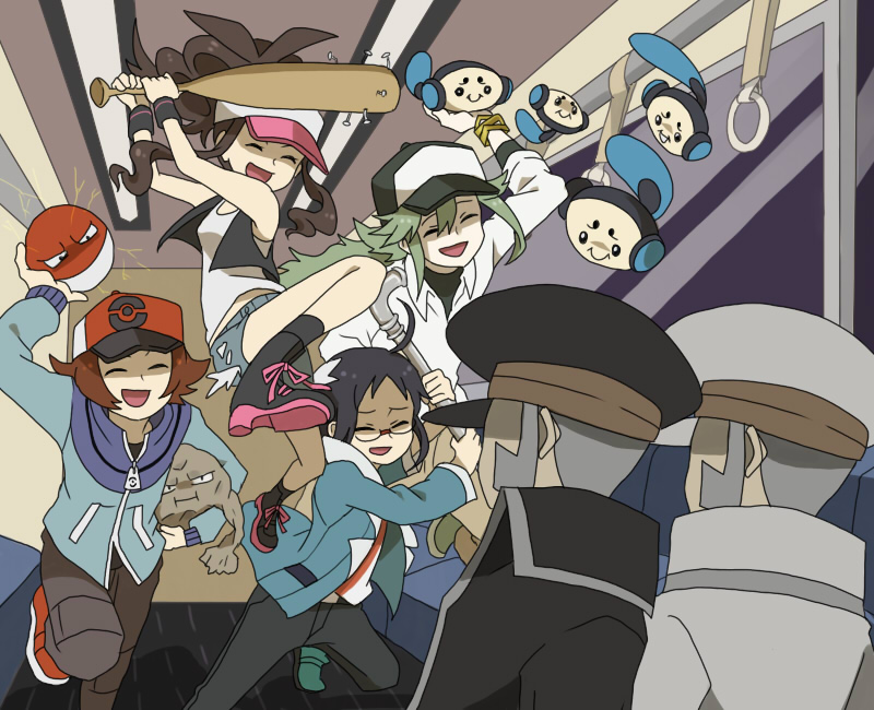 hilda, hilbert, n, ingo, cheren, and 4 more (pokemon and 1 more) drawn by sei_(shinkai_parallel)