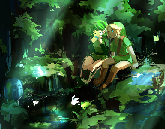 link and saria (the legend of zelda and 1 more) drawn by muse_(rainforest)