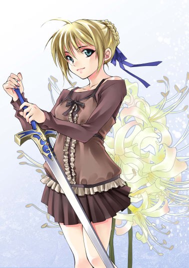artoria pendragon and saber (fate and 1 more) drawn by azu