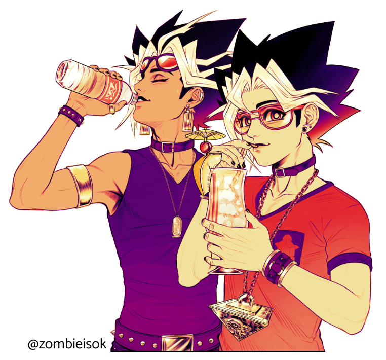 muto yugi and yami yugi (yu-gi-oh! and 1 more) drawn by zombiedaisuke