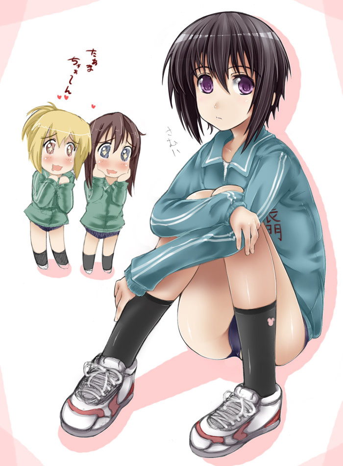 kawazoe tamaki, chiba kirino, and kuwahara sayako (bamboo blade) drawn by abubu