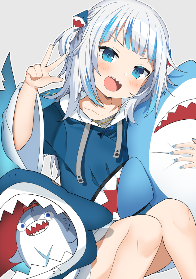 gawr gura and bloop (hololive and 1 more) drawn by kurot