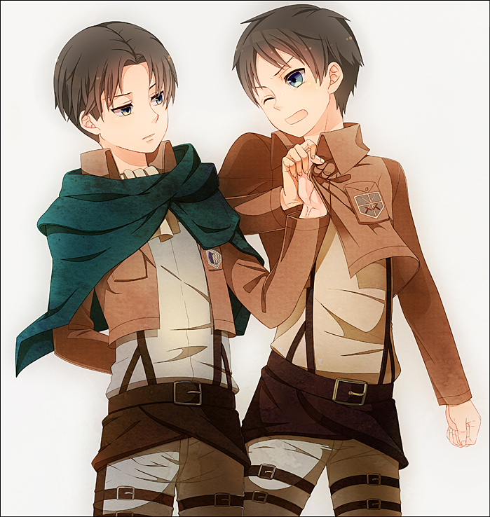 eren yeager and levi (shingeki no kyojin) drawn by himari_g_(sr)