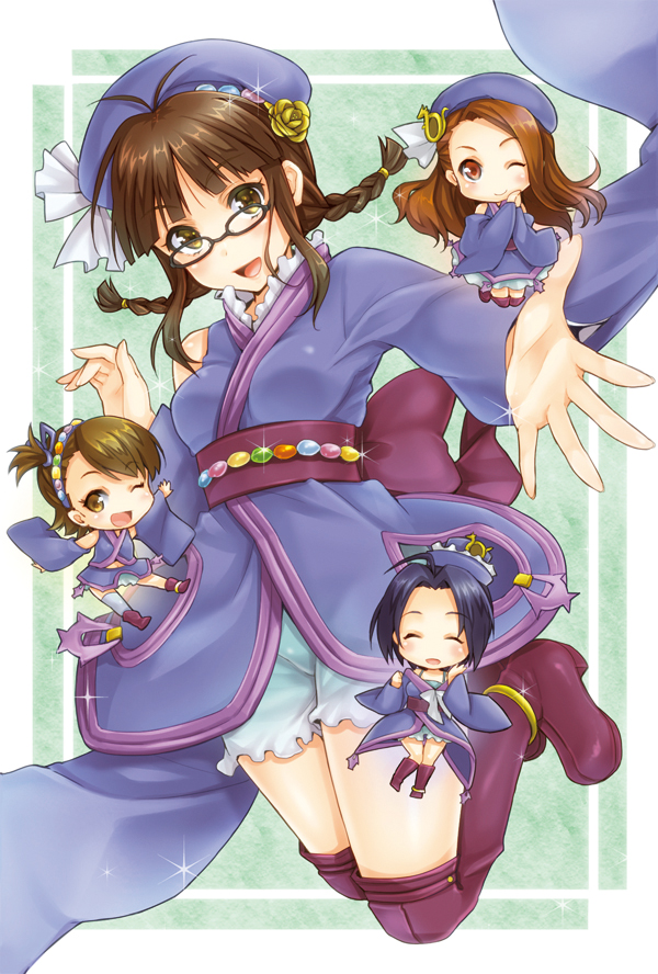 minase iori, miura azusa, akizuki ritsuko, and futami ami (idolmaster) drawn by courreges_ace