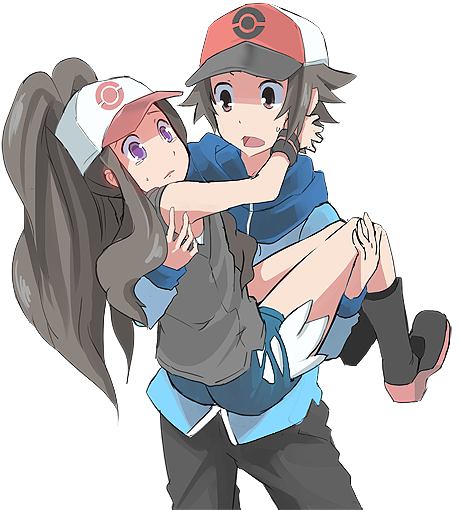 hilda and hilbert (pokemon and 1 more) drawn by akihikohex