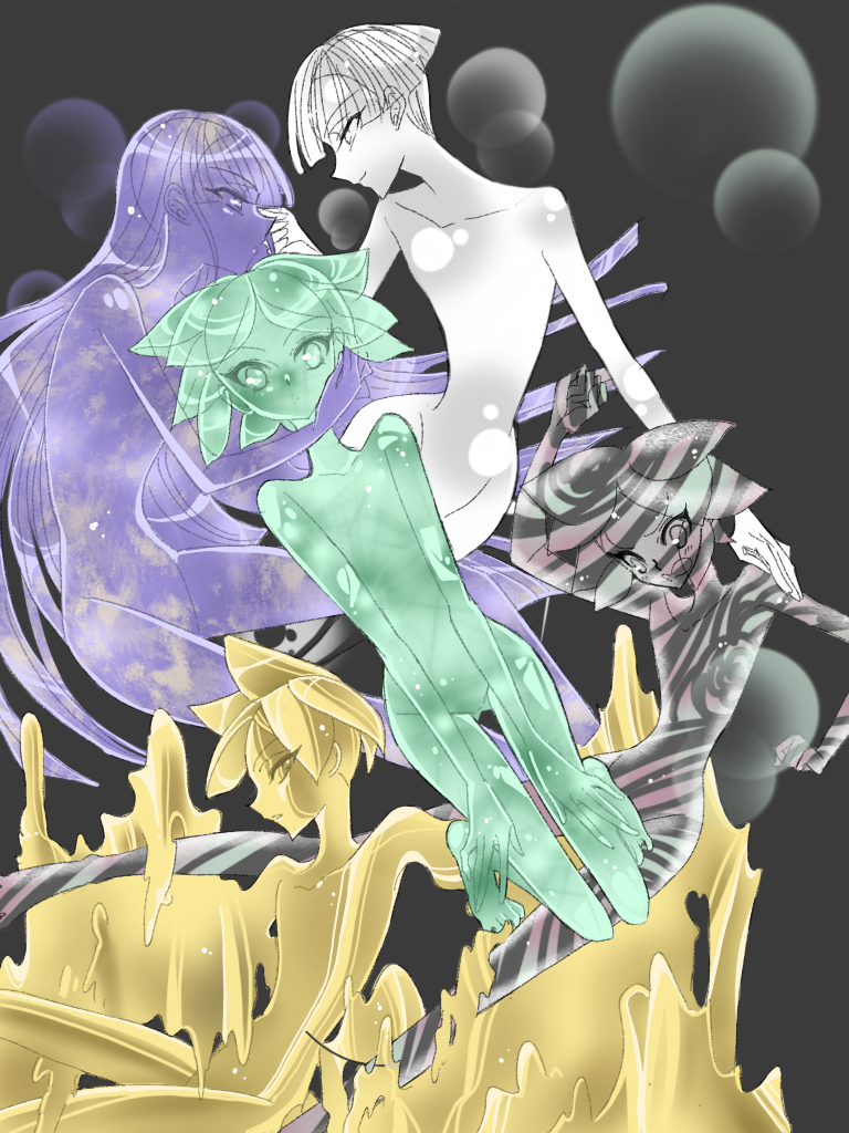 phosphophyllite and lapis lazuli (houseki no kuni) drawn by easty