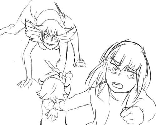 matoi ryuuko, kiryuuin satsuki, and kiryuuin ragyou (kill la kill) drawn by radiostarkiller