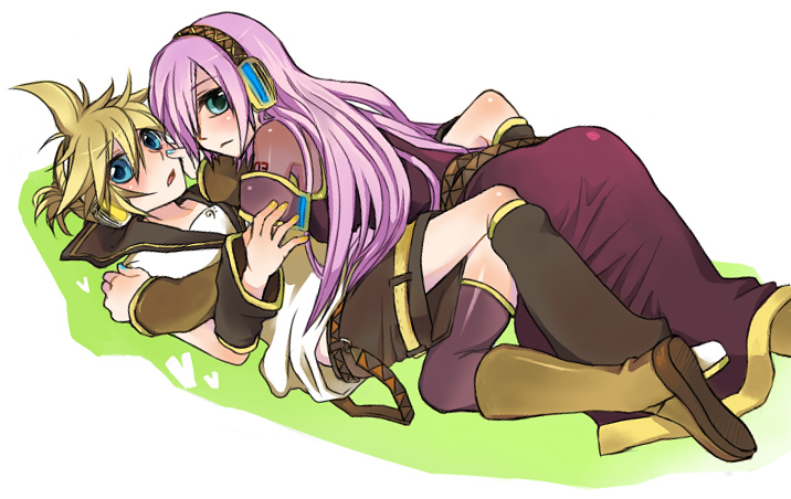 kagamine len and megurine luka (vocaloid) drawn by manao